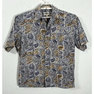 Campia Moda Hawaiian Shirt Size M‎ Multicolor Floral Shells Short Sleeve Cotton